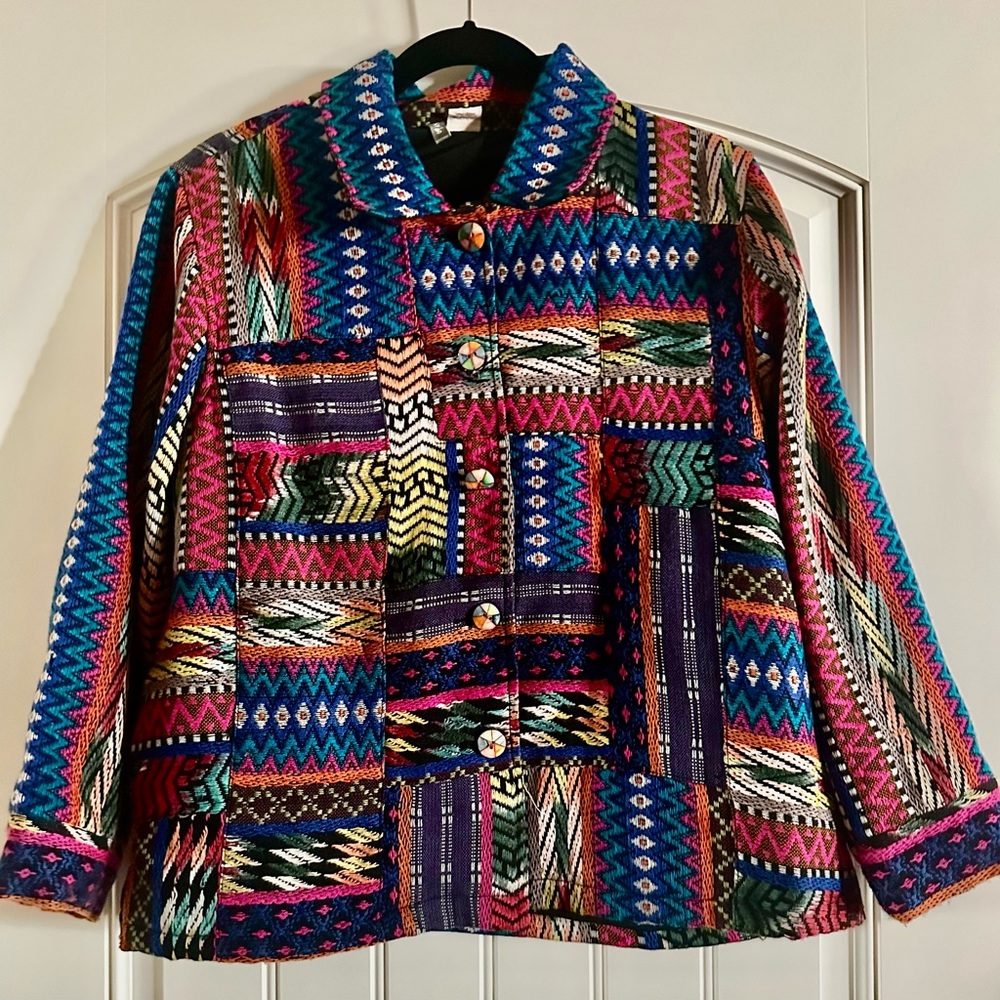 Anu 100% Woven Cotton Multicolored Jacket Sz M